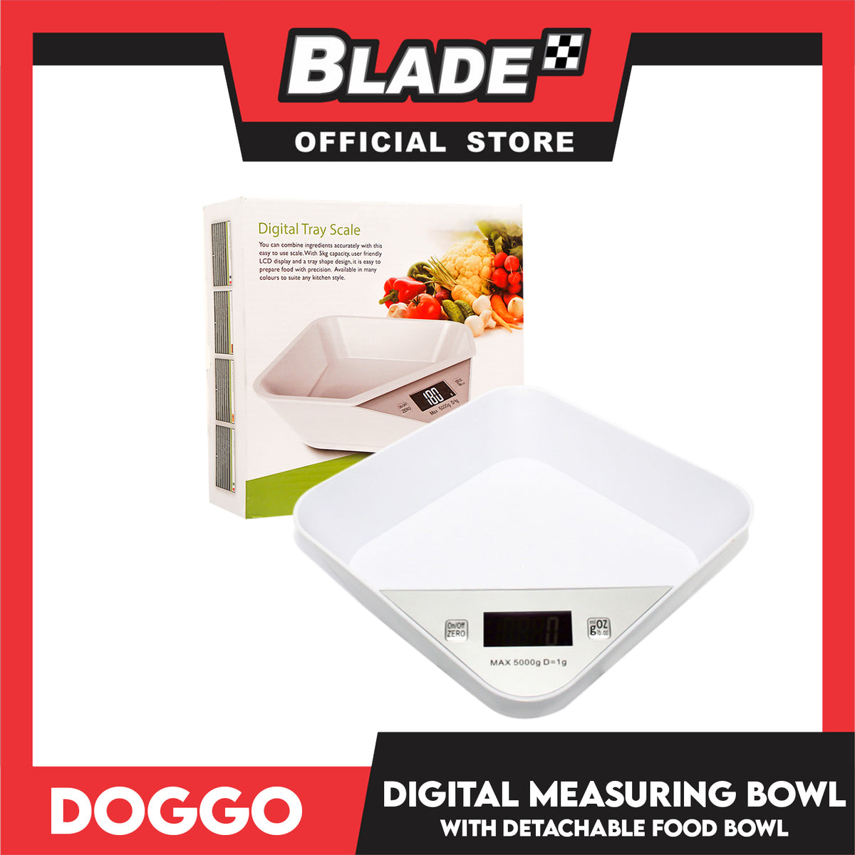 Doggo Digital Measuring Tray Scale with Detachable Food Bowl