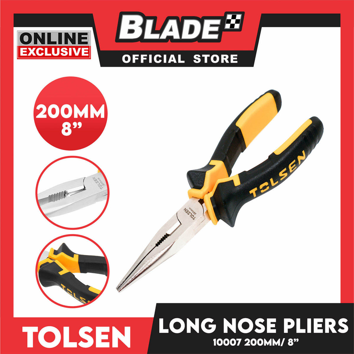 Tolsen Long Nose Pliers 200mm 8'' 10007