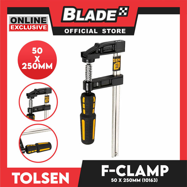 Tolsen 50x250mm F-Clamp with Rubber Grip and Pad Protector (Industrial) 10163