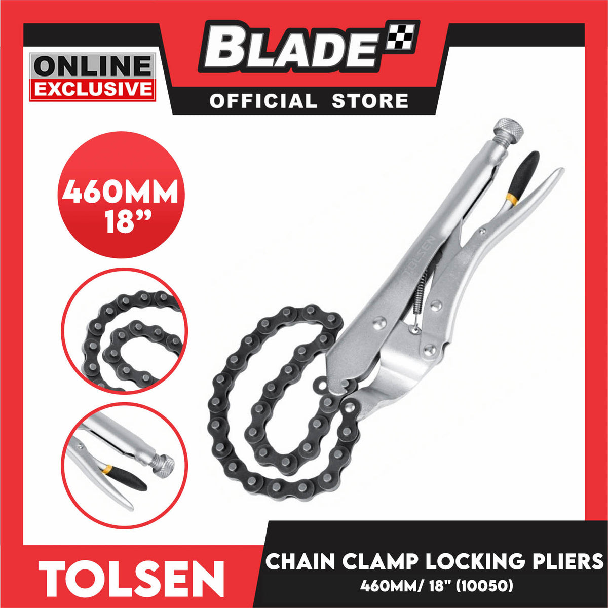 Tolsen Chain Clamp Locking Pliers 460mm 18'' (Industrial) 10050