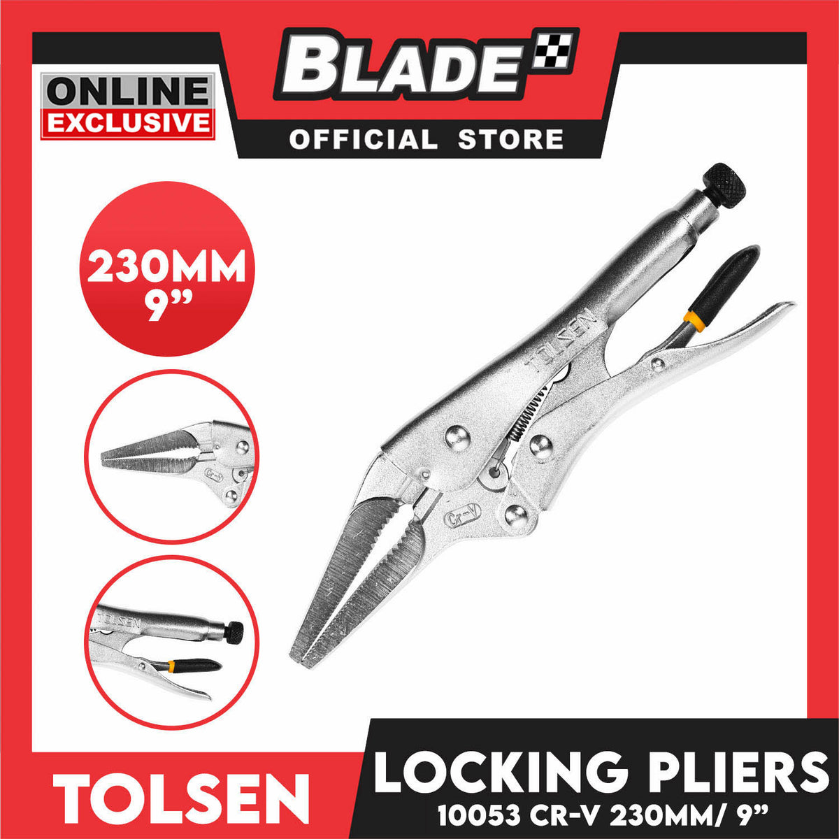 Tolsen Long Nose Jaw Locking Pliers 230mm 9'' (Industrial) 10053