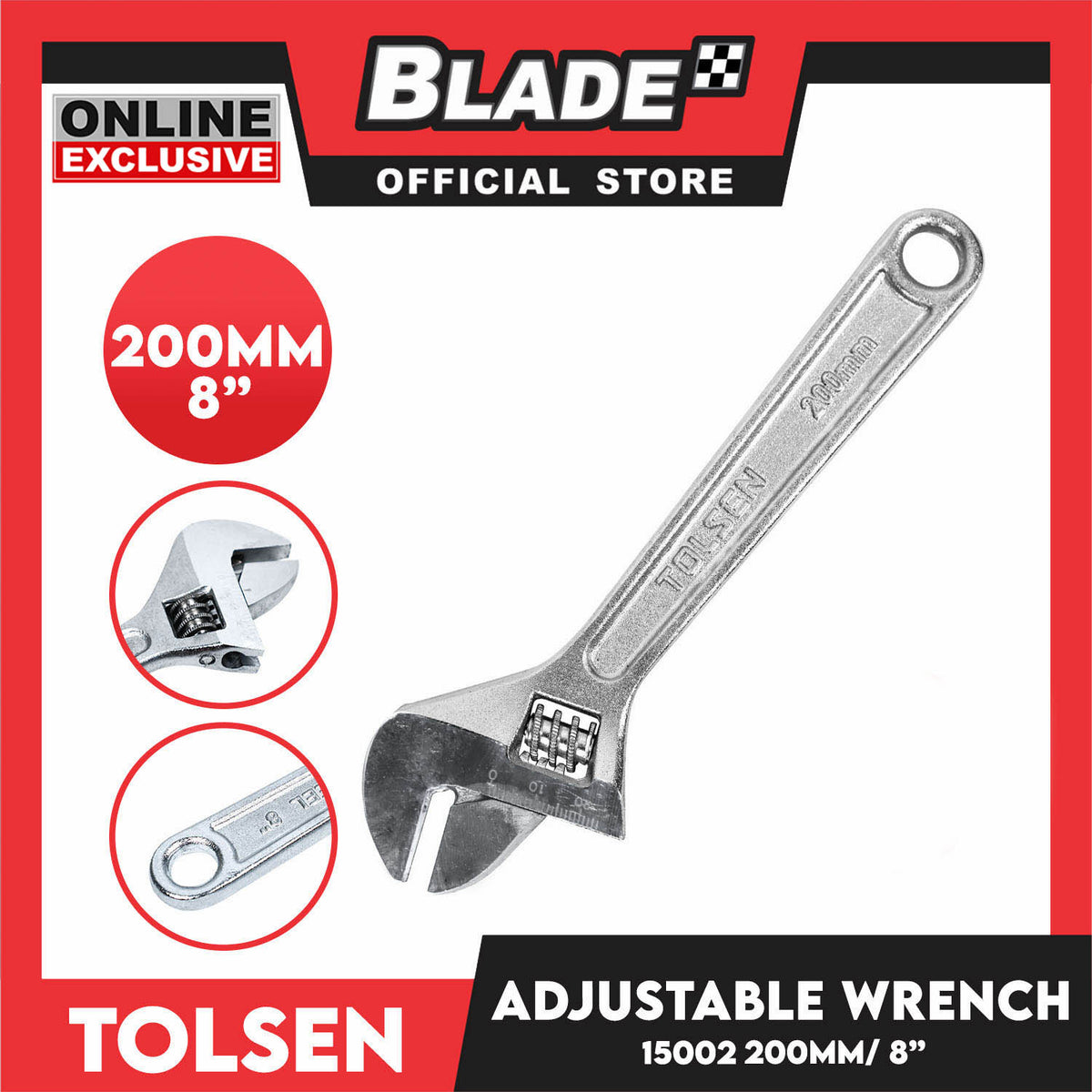Tolsen 200mm 8 Adjustable Wrench 15002