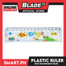 Gifts Plastic Ruler 15cm Transparent, Fish Design B364R013-9017 (Assorted Designs and Colors)