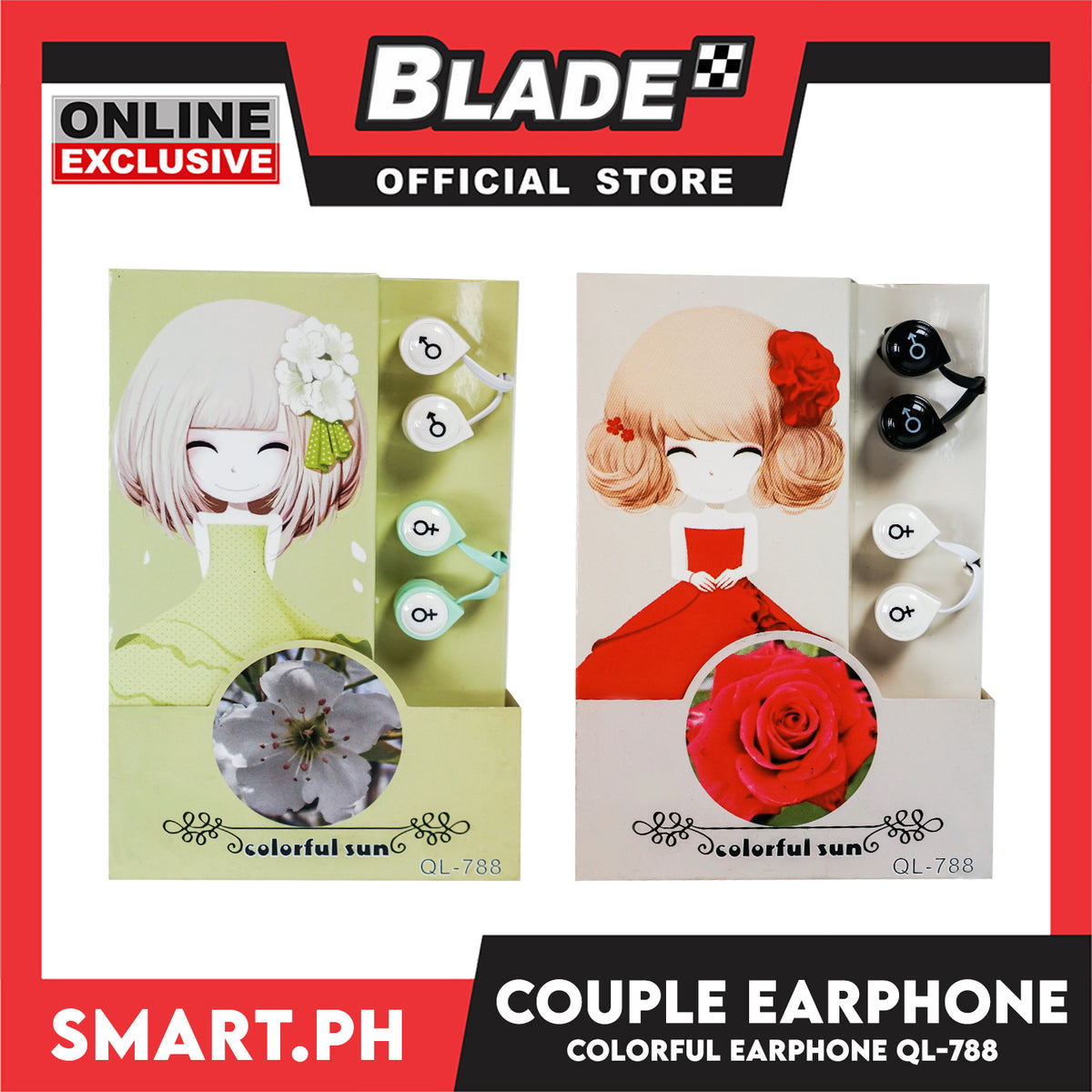 Gifts Couple Earphone QL-788 (Assorted Colors) Set Of 2pcs.