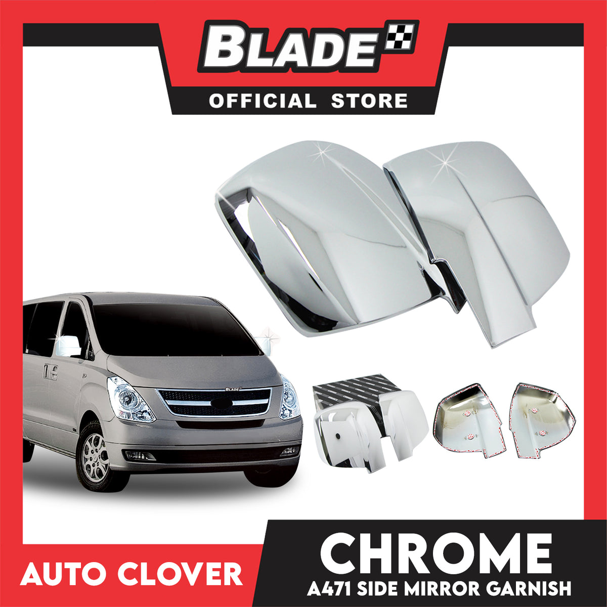 Auto Clover A751 Chrome Side Mirror Garnish for Grand Starex(2-Pieces)