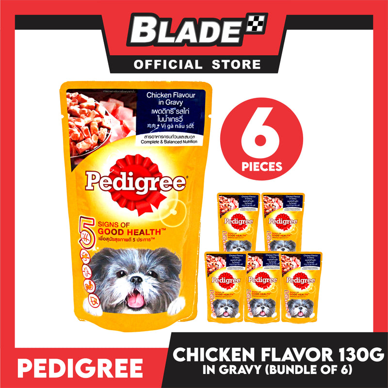 6pcs Pedigree Chicken Chunks Flavor In Gravy 130g Dog Food Wet Food