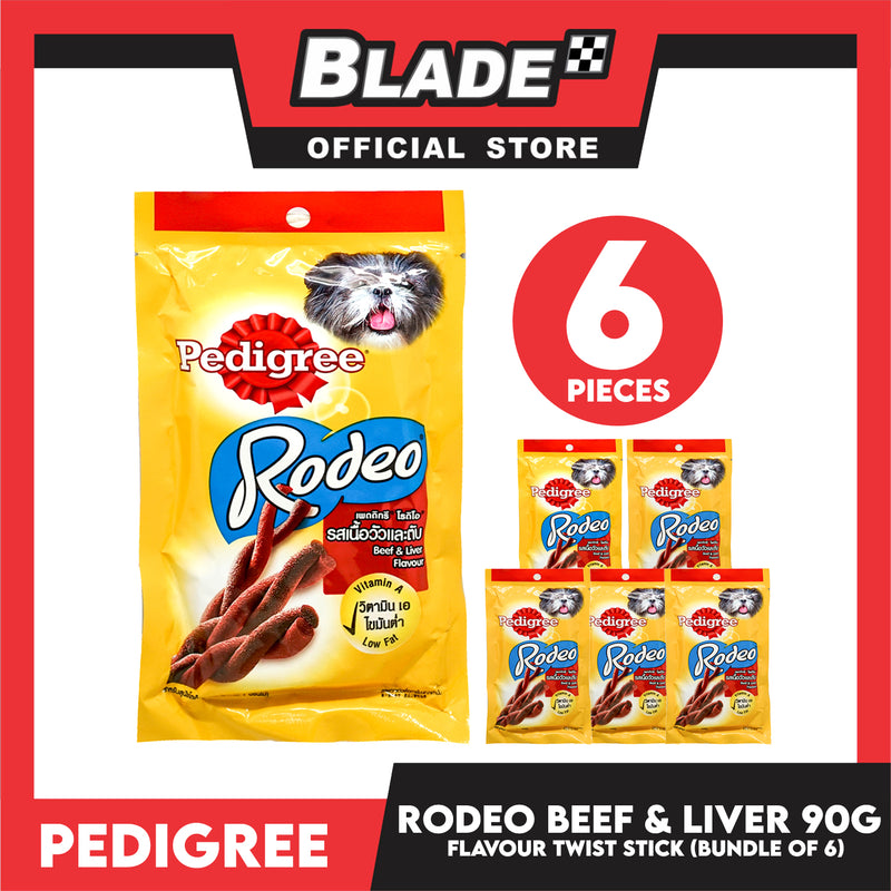 6pcs Pedigree Rodeo Beef and Liver 90g Dog Treats, Twist Stick