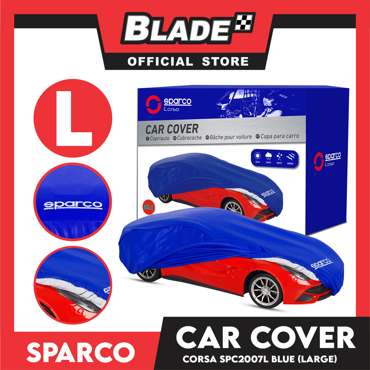 Sparco Car Cover SPC2007L (Large) Blue Color
