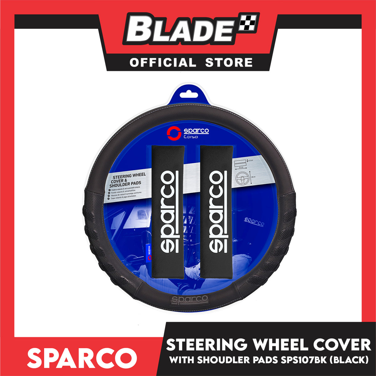 Sparco Steering Wheel Cover And Shoulder Pads (Black) SPS107BK