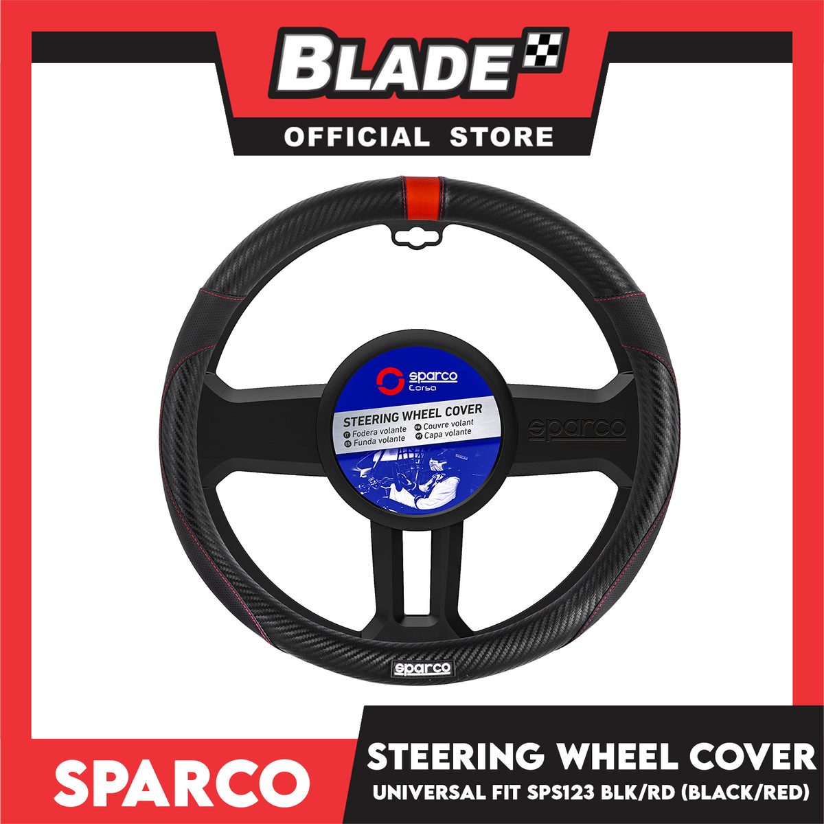 Sparco Corsa Steering Wheel Cover SPS123 (Black With Red)