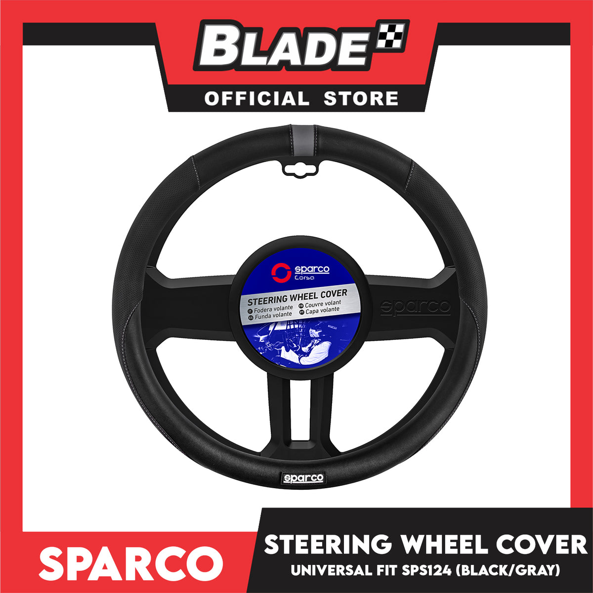 Sparco Corsa Steering Wheel Cover SPS124 (Black With Gray)