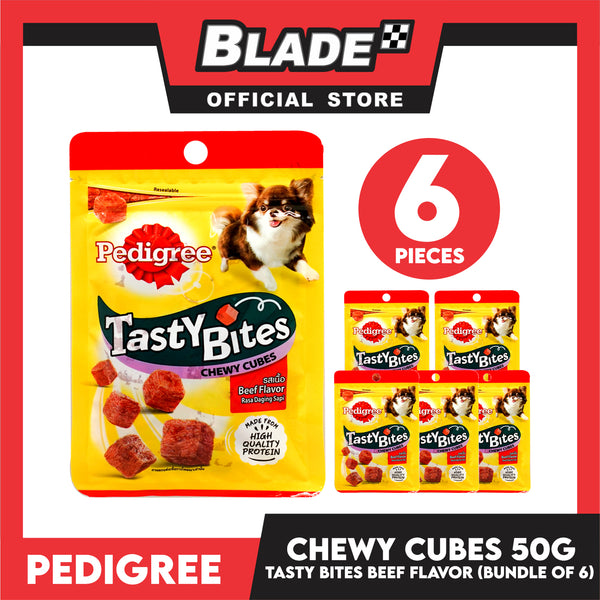 6pcs Pedigree Tasty Bites Chewy Cubes Beef Flavor 50g