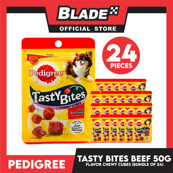 24pcs Pedigree Tasty Bites Chewy Cubes Beef Flavor 50g
