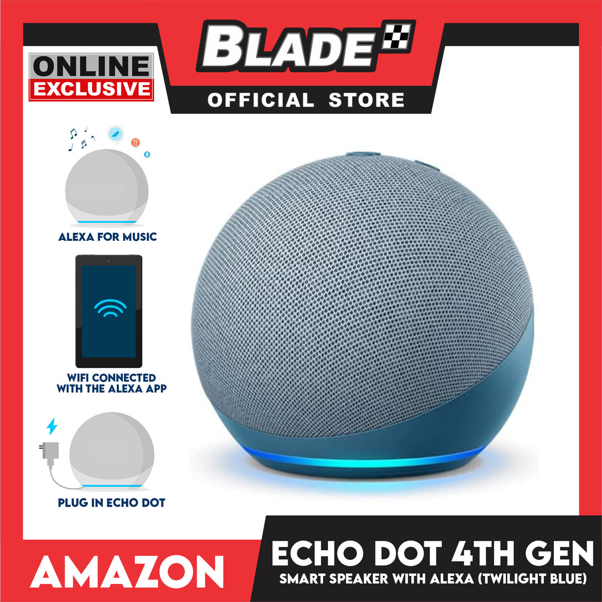 Amazon Echo Dot 4th Gen. Smart Speaker with Alexa (Twilight Blue)