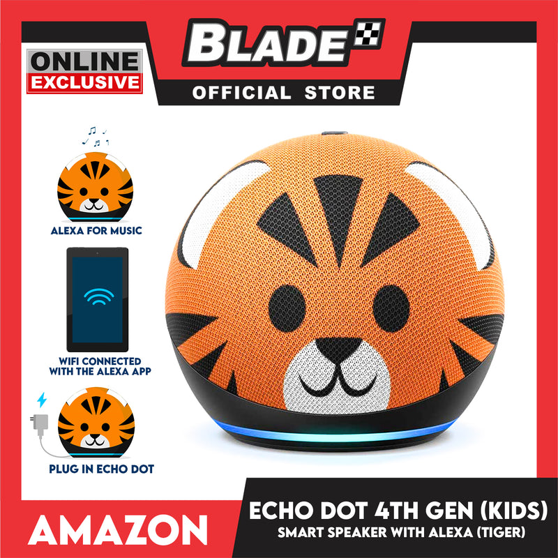 Amazon Echo Dot 4th Gen. (Kids) Designed For Kids, with Parental Controls (Tiger)