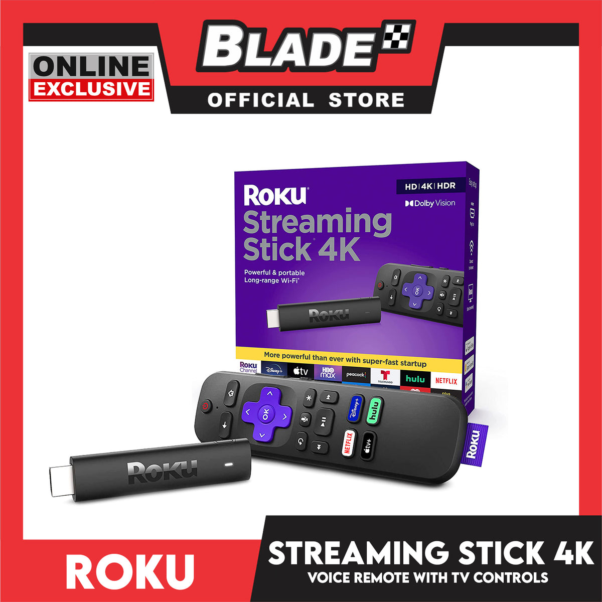 Roku Streaming Stick HD, 4K, HDR Voice Remote with TV Controls, Powerful and Portable Long range WiFi