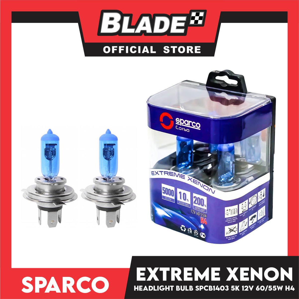 Sparco Extreme Xenon (SPCB1403) H4 12V 60-55W Headlight Bulb Set of 2