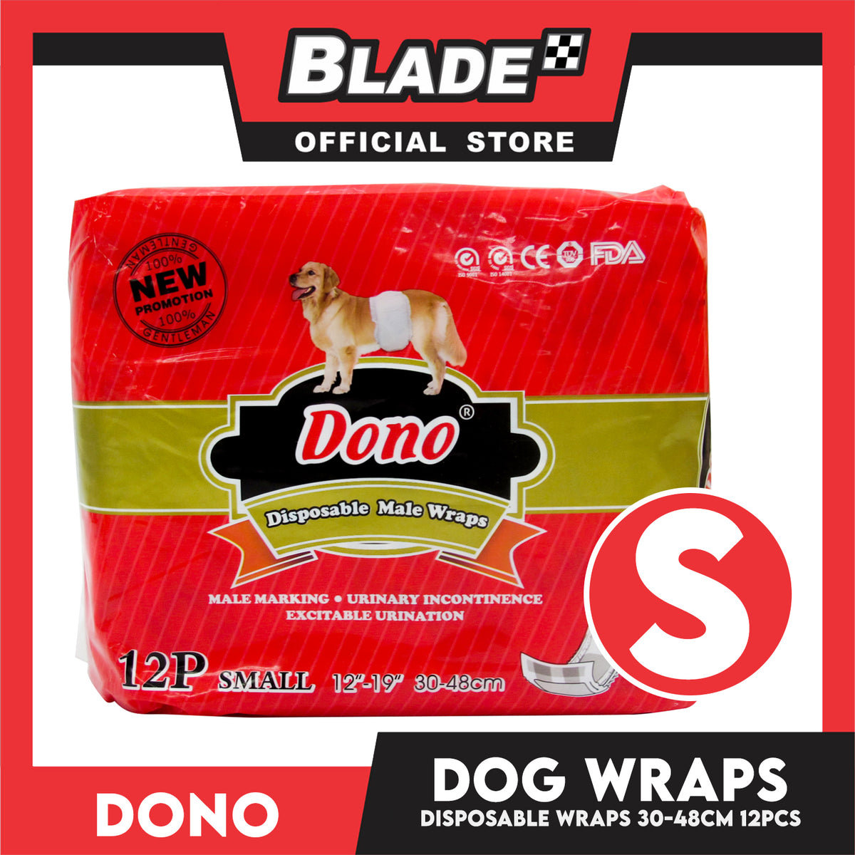 Dono Disposable Male Dog Wrap (Small) Set of 12pcs