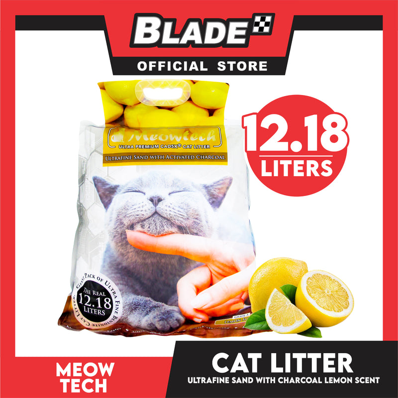 Meowtech Ultra Premium Cat Litter 12.18L (Lemon Scent) Ultra-Fine Sand with Activated Charcoal