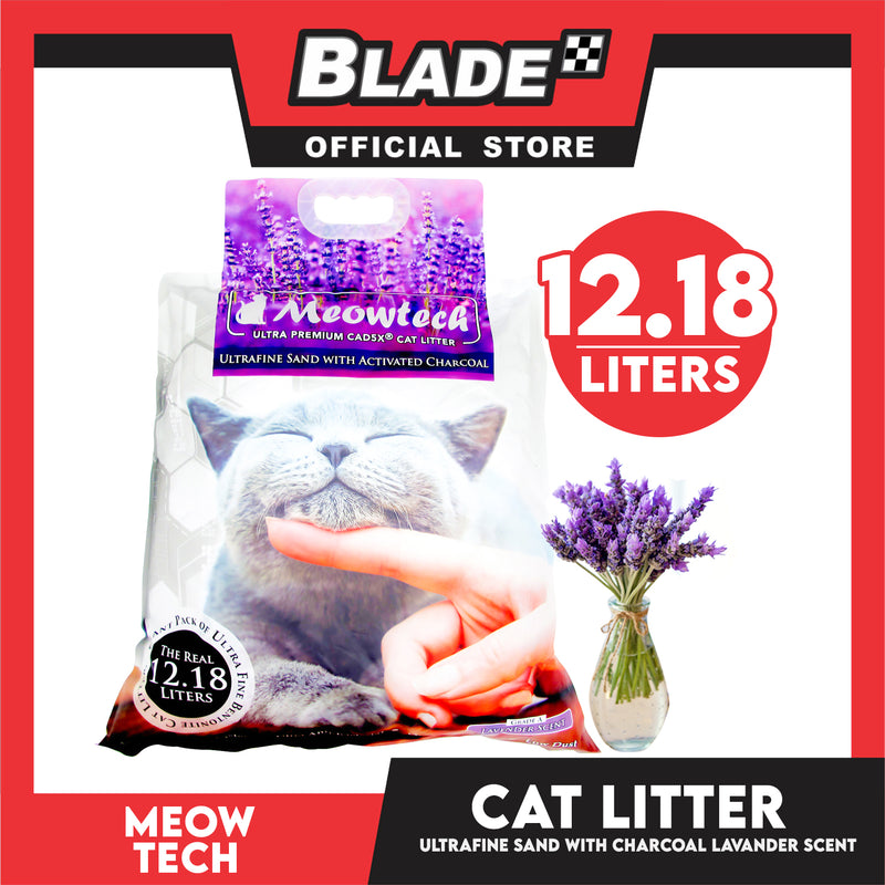 Meowtech Ultra Premium Cat Litter 12.18L (Lavender Scent) Ultra-Fine Sand with Activated Charcoal