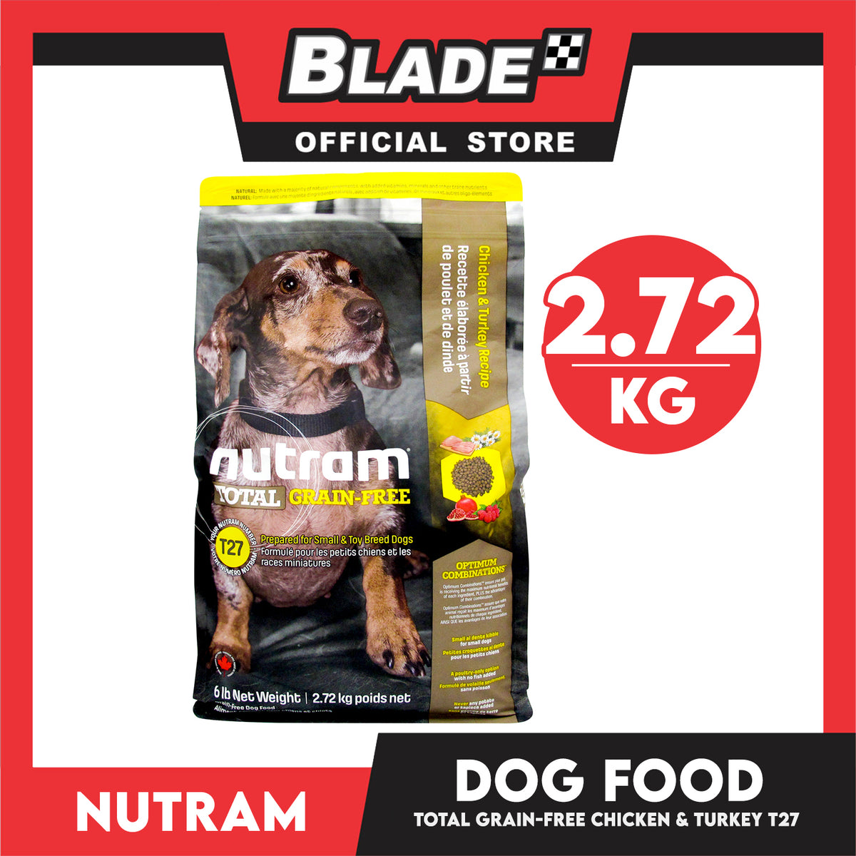 Nutram T27 Total Grain-Free Chicken and Turkey 2.72kg Dog Dry Food