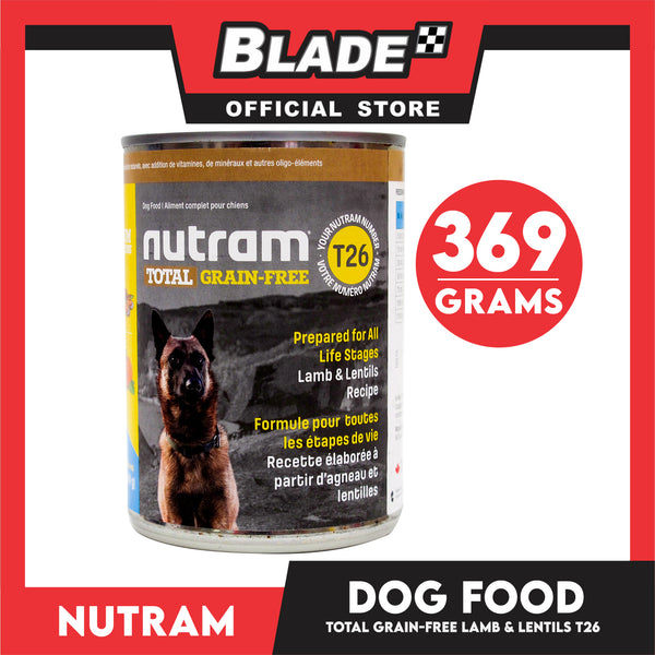 Nutram T26 Total Grain-Free Lamb and Lentils Recipe 369g Canned Dog Food