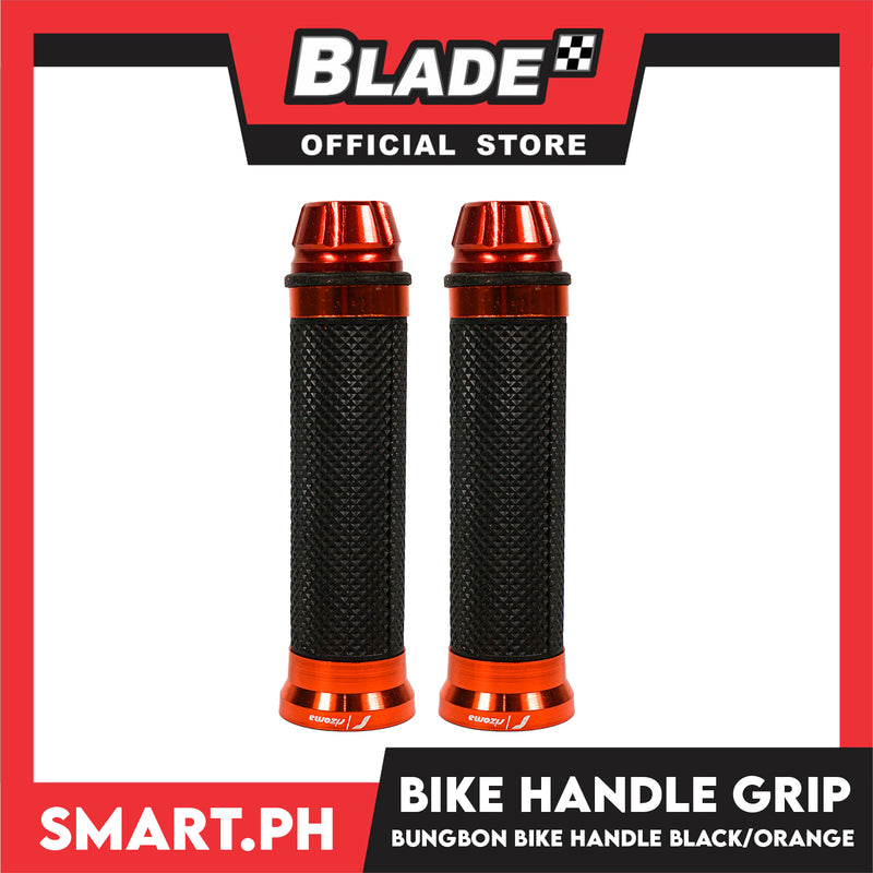 Bicycle Bungbon Handle Grip (Black-Orange) Comfortable Handlebar Rubber, Non-Slip