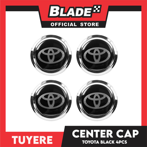 4pcs Toyota Center Cap Toy (Black with Silver) Wheel Center Hub Caps Black Alloy Rim Cover Badges