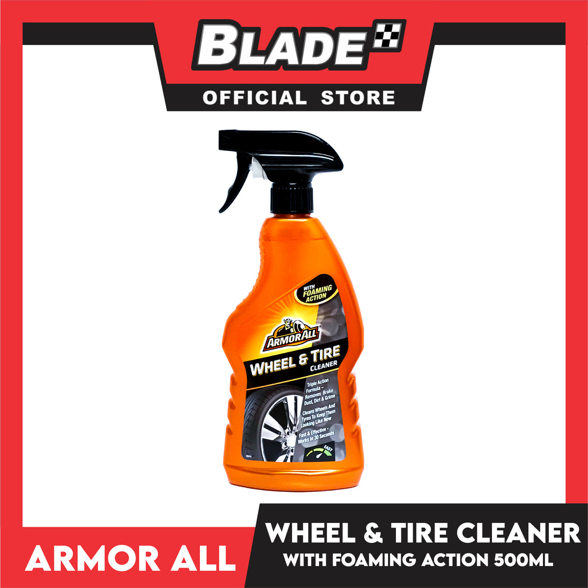Armor All Wheel and Tire Cleaner with Foaming Action 500ml Triple Action Formula Removes Brake Dust, Dirt and Grime