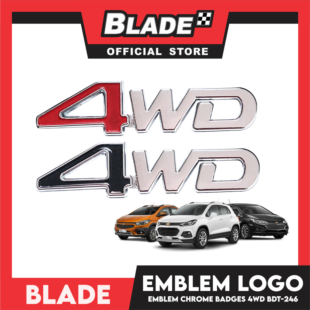 Auto Car Emblem Logo Chrome Badge Sticker Decals with 3M Adhesive for Toyota RAV4 BDT-246 Assorted Colors (4WD)
