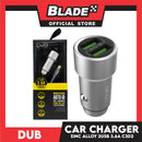 Dub C302 3.6A Auto-ID Zinc Alloy 2 USB Car Charger for Mobile Devices