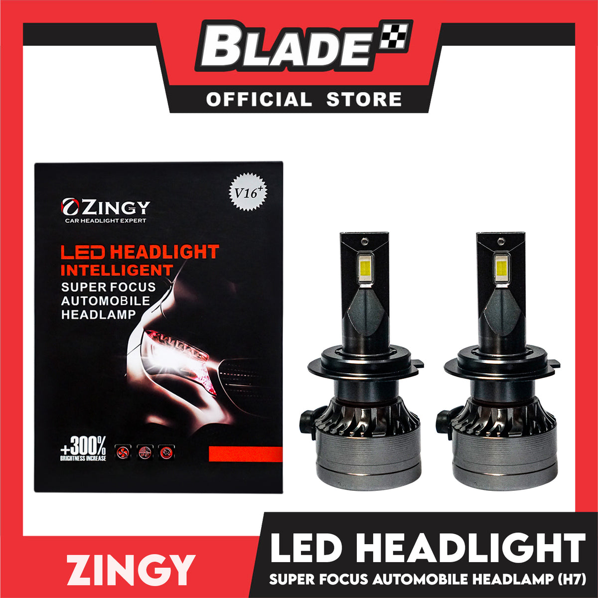 Zingy Car Headlight Intelligent Super Focus Auto Head Lamp, Turbo Led V16+ H7 6000K