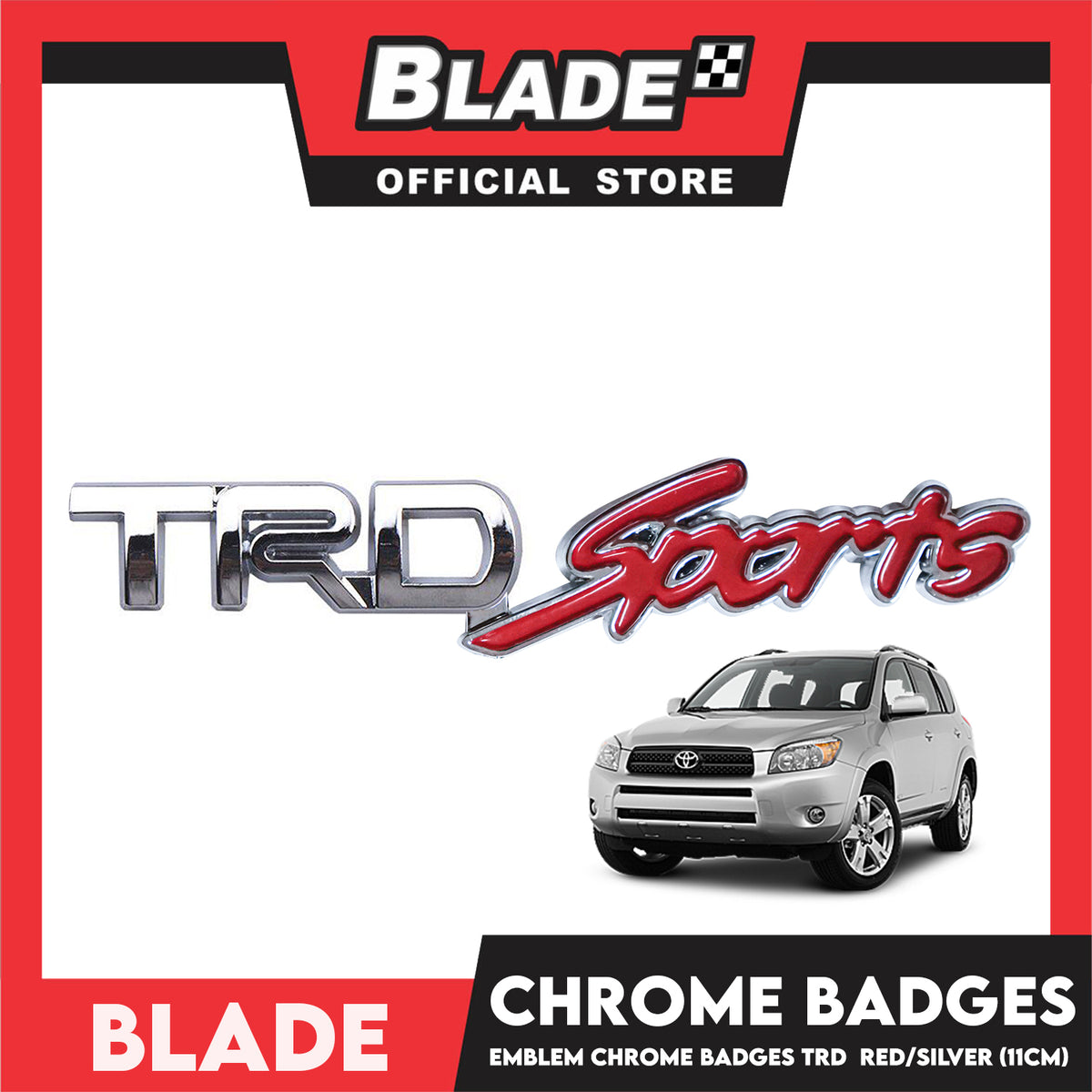 Auto Car Emblem Logo Chrome Badge Sticker Decals with 3M Adhesive for Tacoma Tundra Truck Pickup SUV Sedan 11cm BDT-162 (TRD Sports)