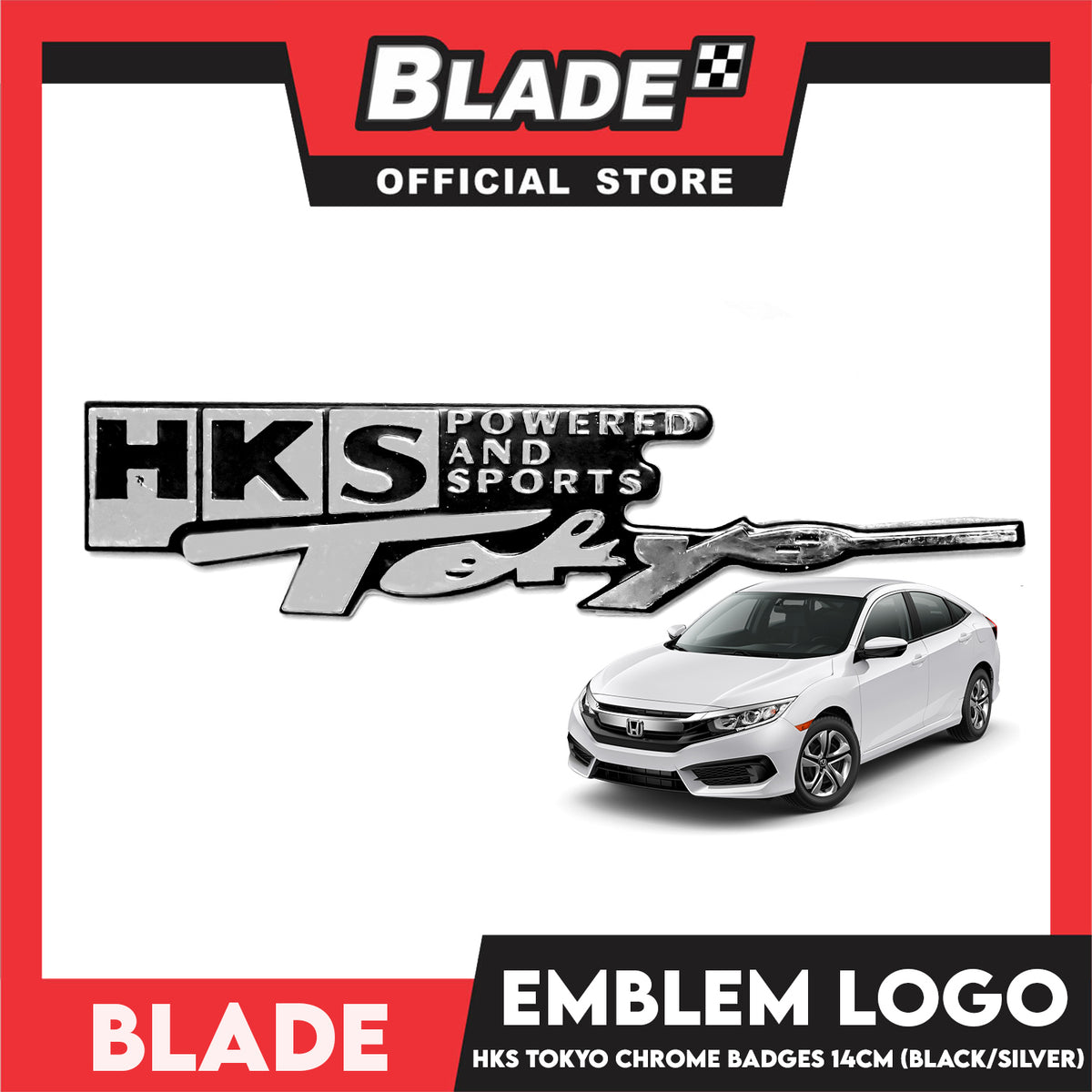 Auto Car Emblem Logo Chrome Badge Sticker Decals with 3M Adhesive 14cm BDT-173 (HKS Tokyo)