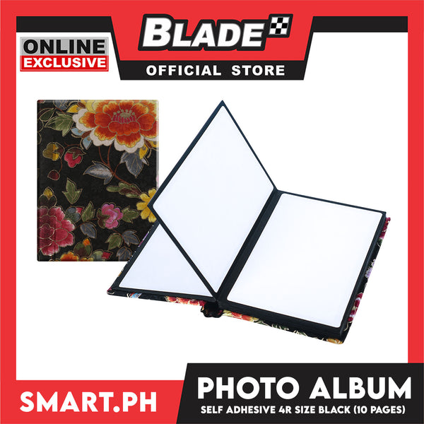 Photo Album 4R Floral Cover with 10 Pages (Black)