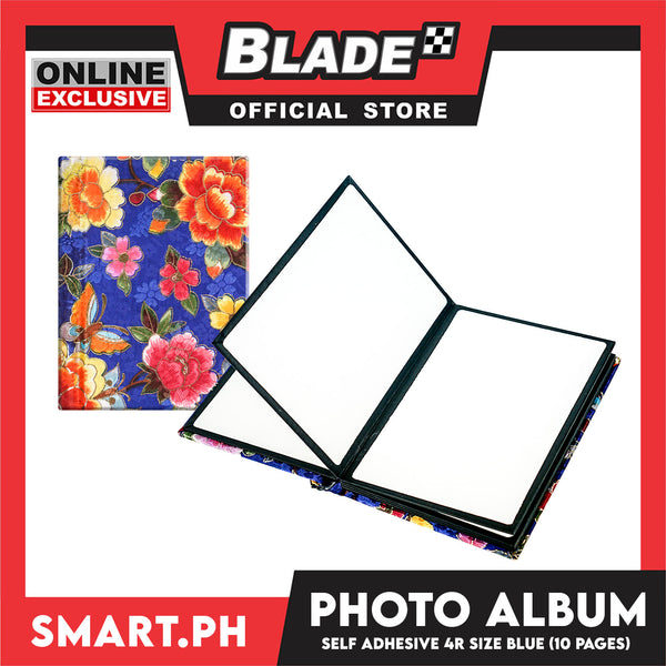 Photo Album 4R Floral Cover with 10 Pages (Blue)