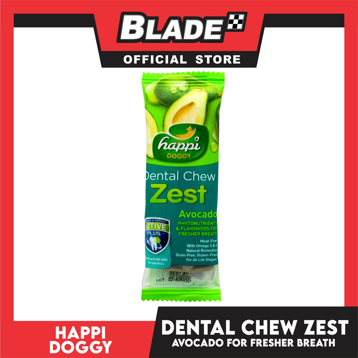 Happi Doggy Dental Chew Zest 1pc. (Avocado) Dog Treats
