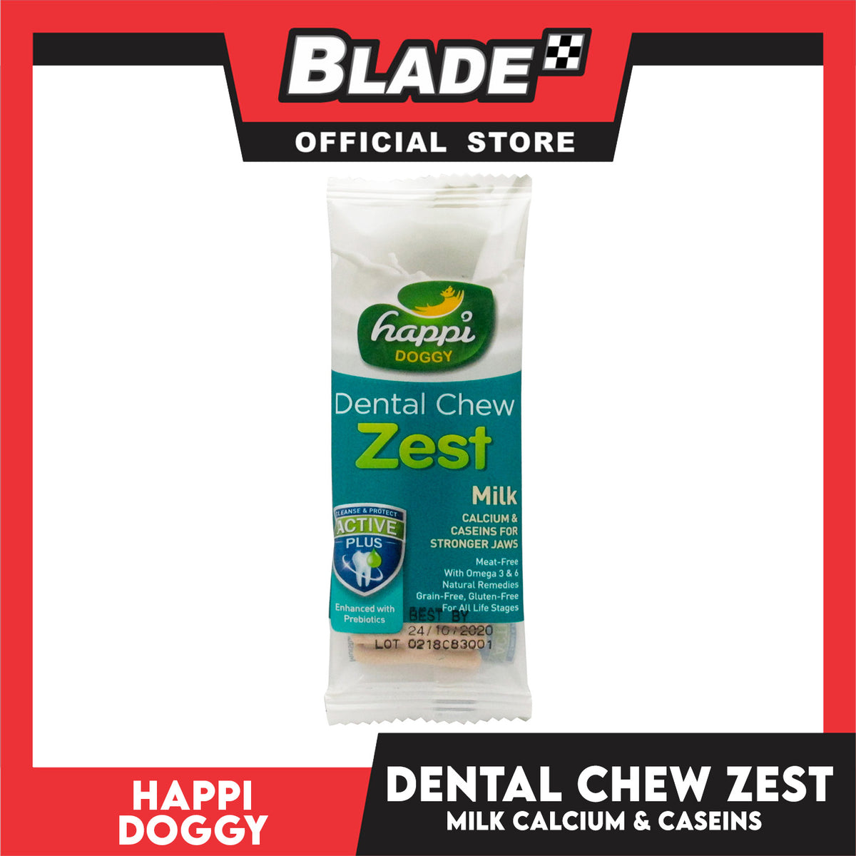 Happi Doggy Dental Chew Zest 1pc. (Milk) Dog Treats