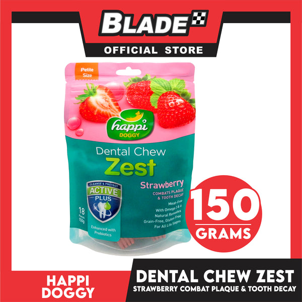 Happi Doggy Dental Chew Zest 18pcs. 150g (Strawberry) Dog Treats