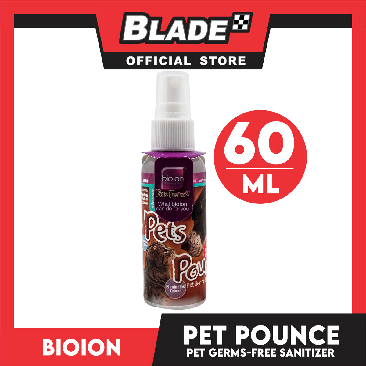 Bio Ion Pet Pounce Pet Germ-Free Sanitizer 60ml (Ocean)