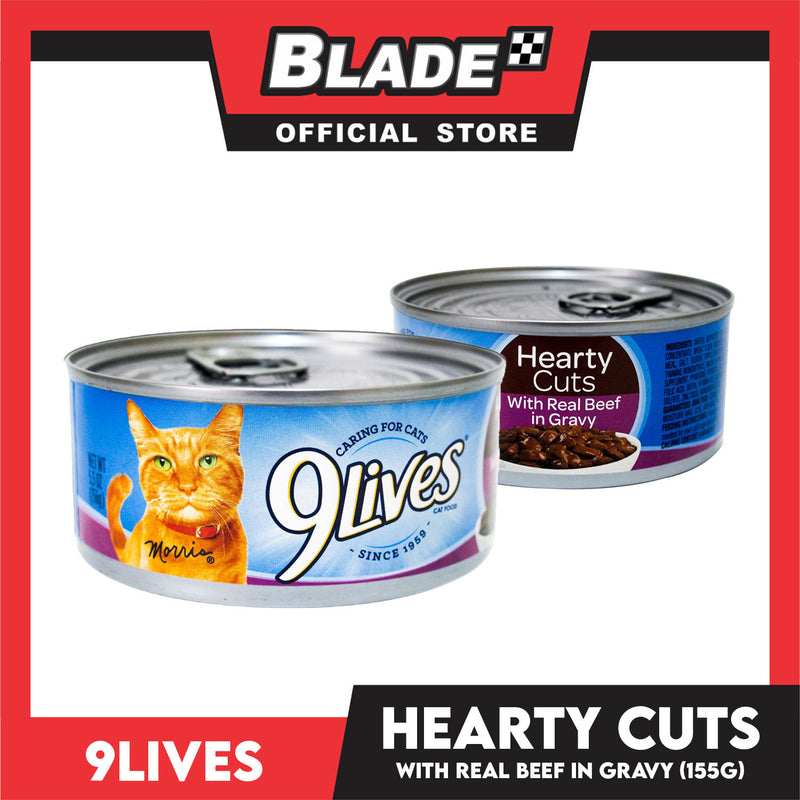 9Lives Hearty Cuts with Real Beef in Gravy 156g Cat Wet Food