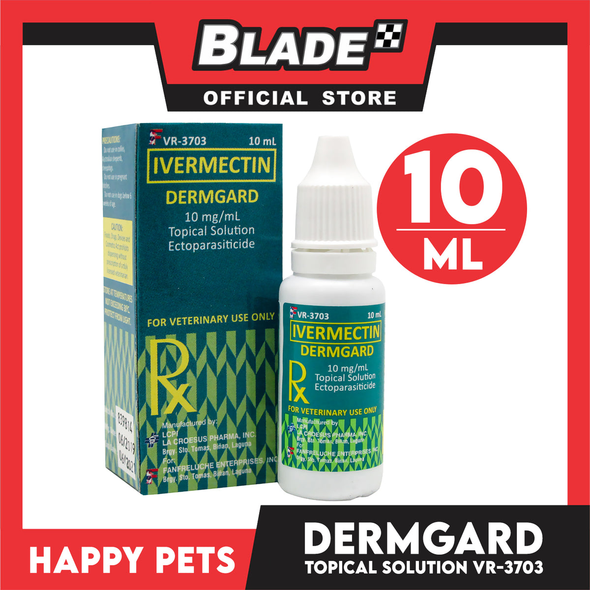 Happy Pets Dermgard Ivermectin Tropical Solution 10ml VR-3703