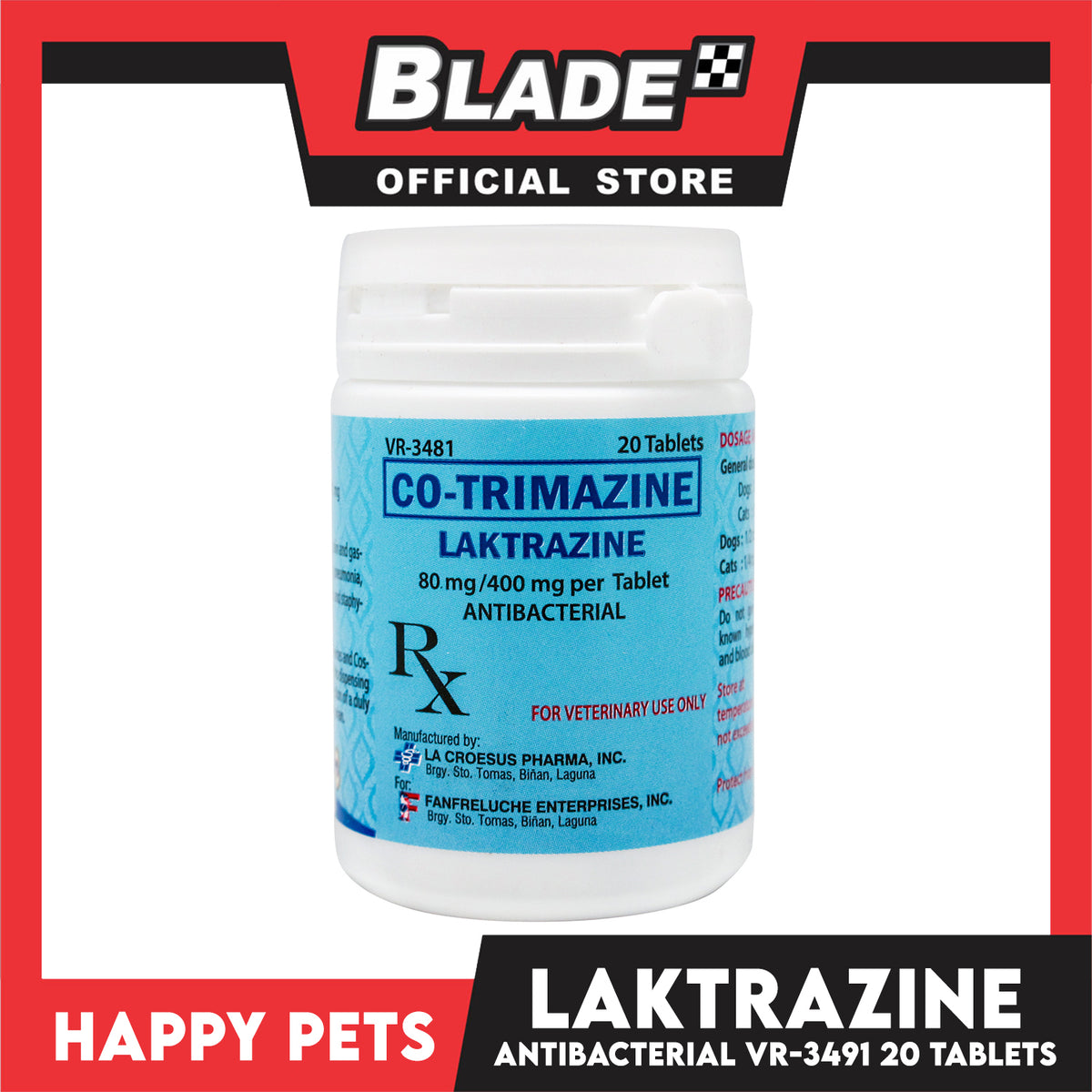 Happy Pets Co - Trimazine Laktrazine 20 tablets Antibacterial 80mg/400mg per tablet VR-3481