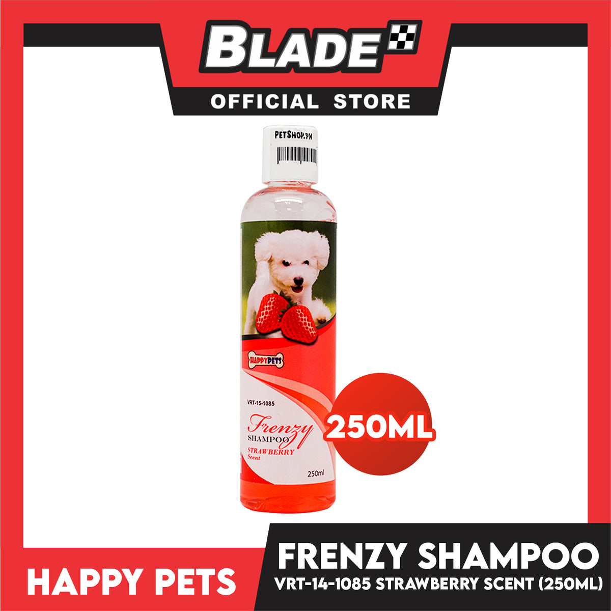 Happy Pets Frenzy Shampoo Strawberry Scent 250ml VRT-15-1085 Dog Shampoo