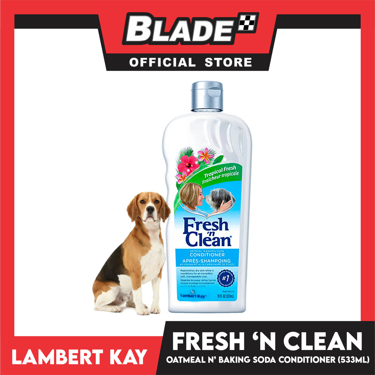 Lambert Kay Fresh 'N Clean 2-in-1 Oatmeal and Baking Soda Conditioner for Dogs 18oz (Tropical Fresh)
