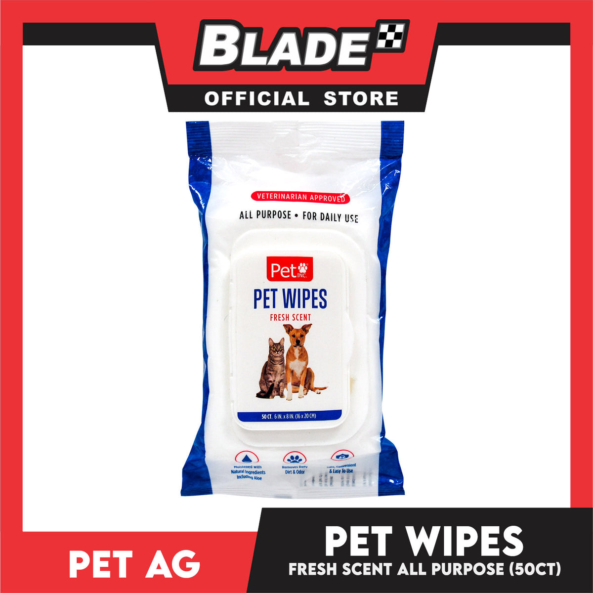 Pet Inc Pet Wipes Fresh Scent 50 Count All Purpose for Daily Use