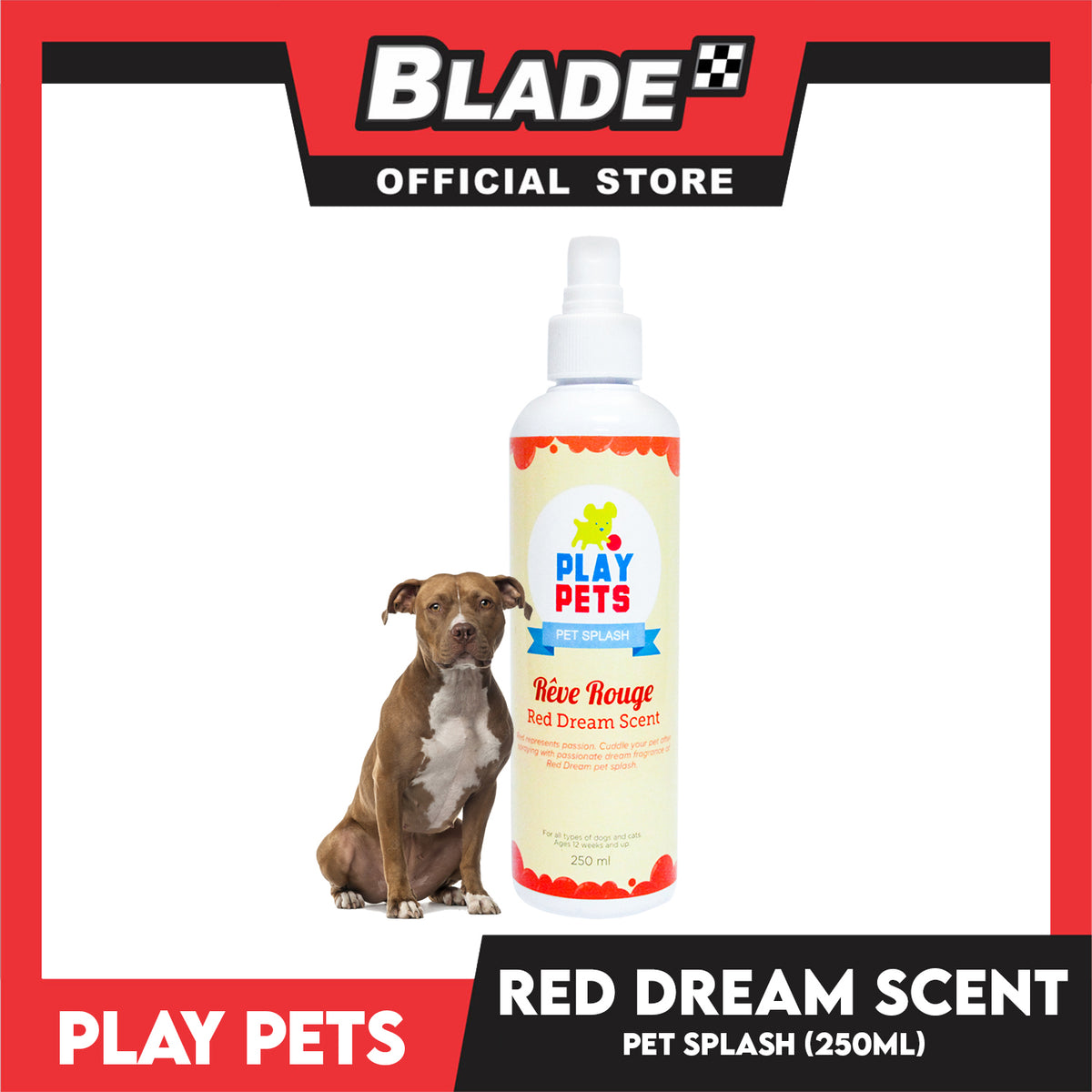 Play Pets Pet Splash (Red Dream Scent) Pet Cologne 250ml For All Types Of Dogs And Cats