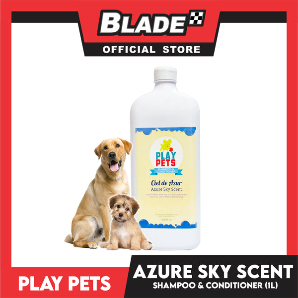 Play Pets Shampoo and Conditioner 1000ml (Azure Sky Scent) For All Types Of Dogs And Cats
