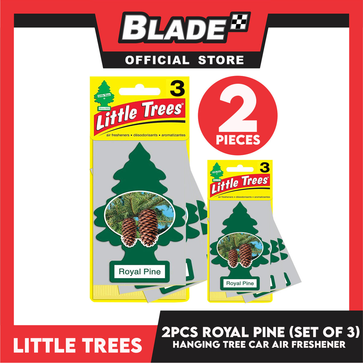 2pcs Little Trees Car Air Freshener U3S-32001 Royal Pine (Set of 3) Hanging Tree Provides Long Lasting