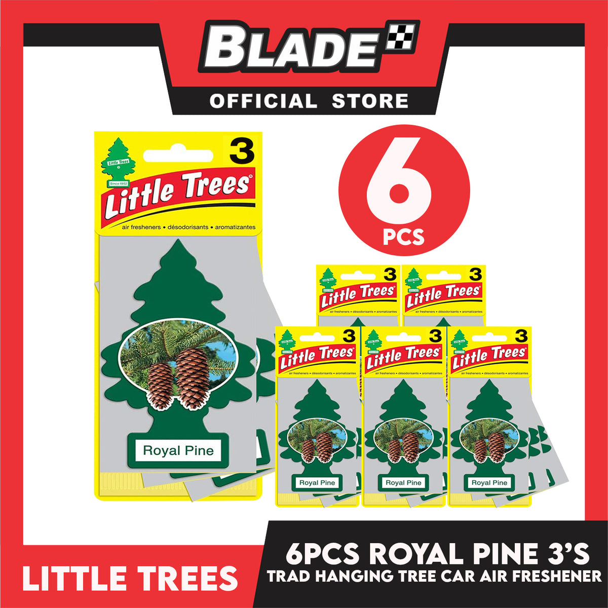 6pcs Little Trees Car Air Freshener U3S-32001 Royal Pine (Set of 3) Hanging Tree Provides Long Lasting